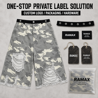 Shorts Bermuda Homme RAMAX Camouflage Déchirés Taille Élastique Style Urbain Emballage Personnalisé avec Logo