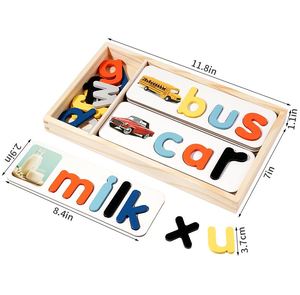 Jeu de puzzle en bois pour enfants de 3 à 6 ans pour construire des mots CVC, favoriser l'éveil à la lecture et la compétence en lecture précoce - Product Image 6