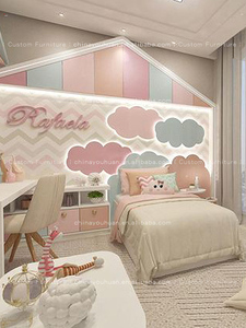 <span class=keywords><strong>Letto</strong></span> <span class=keywords><strong>singolo</strong></span> in legno massello per bambini, stile principessa, imbottito color crema, per camera da <span class=keywords><strong>letto</strong></span>, in tessuto, design personalizzabile. - Product Image 1