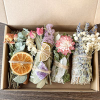 Paket Sage Smudge Kit Kristal Palo Santo Bunga Kering Dupa Cina Aroma Tahan Lama Pembersih Energi Aromatik Hadiah Meditasi