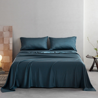Parure de draps en bambou naturel moderne de haute qualité - 4 pièces, écologique, 300 fils, design personnalisable, drap-housse et drap plat