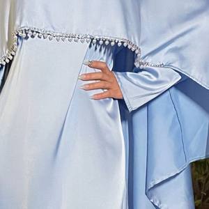 Robe Abaya élégante en polyester perlé de haute qualité, sur mesure, pour femmes musulmanes, fournisseur en gros - Product Image 2