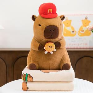 Cartoon Capybara 2-in-1 Plüschkissen und Decke, Dual-Use Kapibara Klimaanlagen-Decke aus Plüsch - Product Image 6