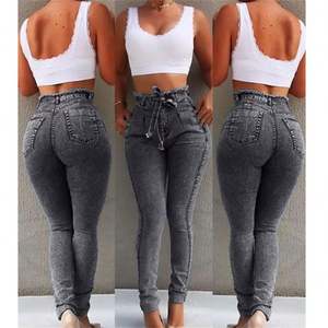 High Waist Jeans for Women <b>Slim</b> Stretch Denim Jean Bodycon Tassel <b>Belt</b> Bandage Push up Jeans Woman J0120 - Product Image 6