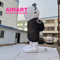 Prop publicitaire gonflable géant personnalisé pour extérieur, personnage de dessin animé gonflable blanc sur pied avec des pointes sur la tête
