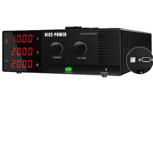 Haute Puissance 2000W 4 Affichage LED Alimentation à découpage RS232 Port 100V 20A Programmable Laboratoire Régulateur De Tension D'alimentation De Réparation Outils