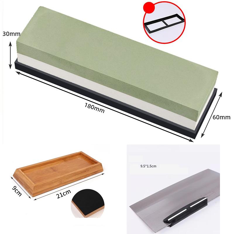 Piedra verde blanca + Base de bambú + Set de fijación