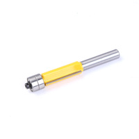Set Mata Router Karbida 8mm Shank 2 Flutes Top Double Bearing untuk Pemotongan Kayu, Alat Pertukangan Kayu, Mata Router Lurus Flush Pilot