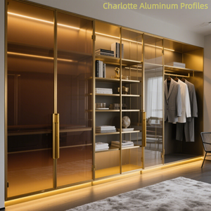 Tùy Chỉnh Vàng Anodized Nhôm Tủ Cửa Kính Khung Ép Đùn Hồ Sơ Cho Trang Trí Cắt Uốn Hàn Dịch Vụ - Product Image 2