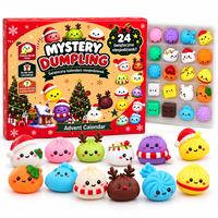 Calendrier de l'Avent de Noël 2027 – 24 Jours de Mystères : Jouets Squishy TPR en Forme de Dumpling, Anti-Stress, Sensoriels, Boîte Mystère, Cadeau pour Enfants