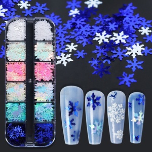Flocon de neige bleu hivernal Nail Art Décorations Iridescent White Glitter Flakes Paillettes Fournitures de <span class=keywords><strong>manucure</strong></span> Accessoires pour ongles de Noël - Product Image 1