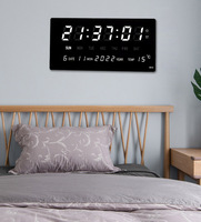 Jam Dinding Digital Layar Besar Kalender Suhu Mingguan LED Alarm untuk Dekorasi Sekolah Ruang Belajar Hotel Stadion