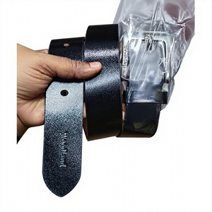 Ceintures écologiques personnalisées en cuir de vachette avec boucle carrée solide en acier pour hommes et femmes, style vintage, légères et imperméables - Product Image 3