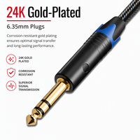Câble audio pour guitare 6,35 mm à 6,35 mm (1/4 pouce) mâle-mâle avec gaine en nylon et blindage combiné OEM