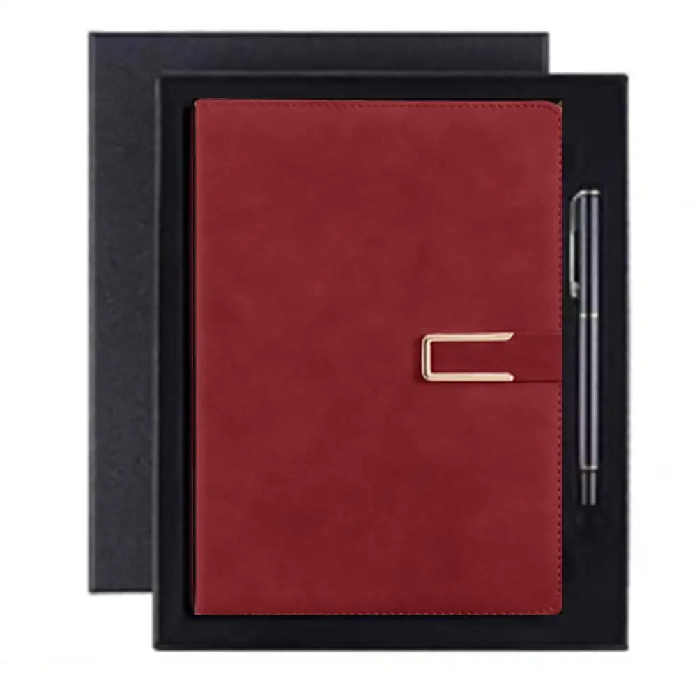 عالية الجودة A5 دفتر بو الجلود مخصص شعار مفكرة جلدية pu دفتر و قلم هدية مجموعة