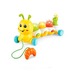 Baby spaß P/A push-pull string drag insekt spielzeug mit licht musikalische einsätze