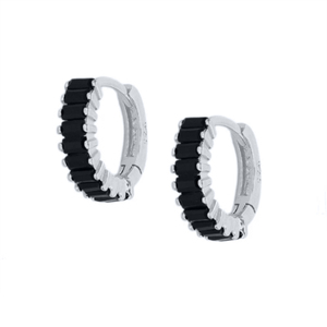 Boucles d'oreilles rectangulaires en argent sterling S925 avec zircon noir, clous d'oreilles en argent assortis à toutes les tenues pour femmes - Product Image 5
