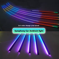 Nouvelle bande lumineuse intérieure de voiture colorée 18-en-1 à fibre optique RGB avec contrôle par application pour éclairage d'ambiance