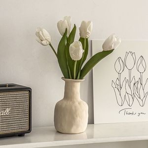 Ramo de Tulipanes Artificiales con Péptidos Xi, Pétalos de Malla, Jarrón Incluido, Decoración de Escritorio - Product Image 1