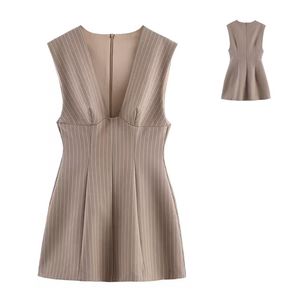 Ropa de invierno para mujer, nuevo vestido corto a rayas a la moda, informal, retro, sin mangas, ajustado, versátil - Product Image 1