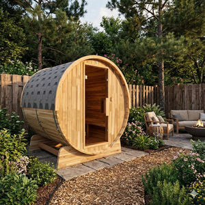 Sauna de Madera de Lujo Moderna para 4 Personas, con Puerta de Vidrio Panorámica y Techo de Tejas Asfálticas Resistentes a la Intemperie - Product Image 4