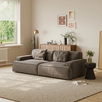 Ensemble de canapés gris de style européen nordique, assise profonde, mobilier de salon, canapé en tissu suédé avec accoudoirs encastrés pour villas