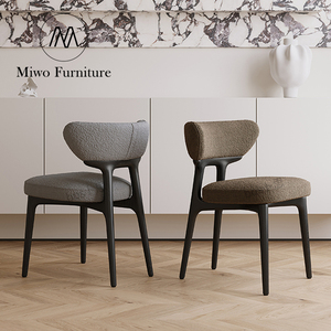 Sillas de Comedor de Diseño Nórdico Moderno, Tapizadas en Tela <span class=keywords><strong>Blanca</strong></span>, <span class=keywords><strong>Patas</strong></span> de Madera Negra, para Hogar, Oficina, Parque, Gimnasio, Uso en Hoteles y Cafés, Venta al Por Mayor - Product Image 5