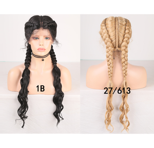 Africa Synthetic Braiding Hair Perruque Braids Moins <strong>Cher</strong> Synthetic Lace Braided Cornrow <strong>Wig</strong> - Product Image 1