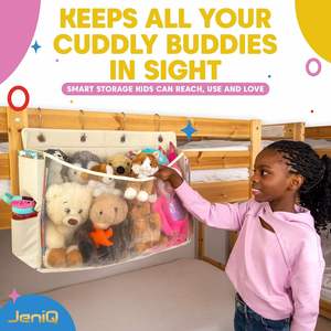 Bedside Hanging Stuffed Animal Organizer with Clear Window Large Capacity Over Bunk <b>Bed</b> Toy Storage <b>Bag</b> for Kids Dorm Organize - Product Image 6