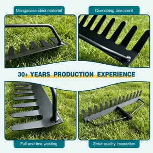 Tête de râteau de jardinage en acier 50Mn à 14 dents pour nivellement du sol, outils de pelouse, vente en gros directe usine - Product Image 3