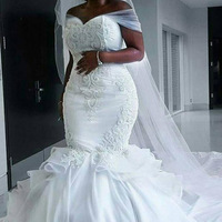 Robes de mariée sirène NDB11107 pour mariée, robes en dentelle, style tendance, robe épaules dénudées