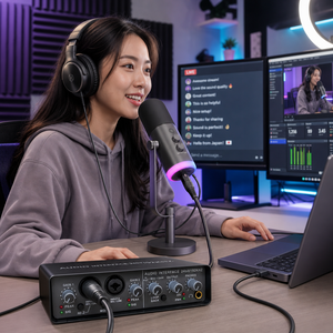 ไมโครโฟนคอนเดนเซอร์ไดอะแฟรมขนาดใหญ่ Factory PRO สำหรับบันทึกเสียงพูด พอดแคสต์ คอมพิวเตอร์ และร้องเพลง - Product Image 1