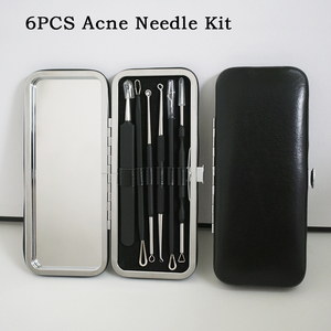 6 ؟ إزالة الرؤوس السوداء طقم إبرة حب الشباب الجراحية الفولاذ المقاوم للصدأ بثور مجموعة مستخرج مع مرآة العناية بالوجه أداة تنظيف - Product Image 2