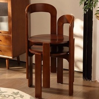 Chaise de salle à manger empilable en bois massif de style nordique, design Rey, pour petits appartements, chaise de bureau minimaliste vintage populaire avec dossier