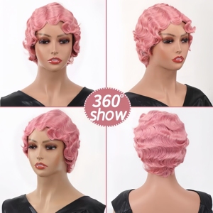 Nouvelle perruque synthétique courte ondulée style Finger Wave pour femmes noires, perruque bouclée <span class=keywords><strong>Lady</strong></span> Nuna, idéale pour les années 20, les cosplay et les fêtes d'Halloween - Product Image 6