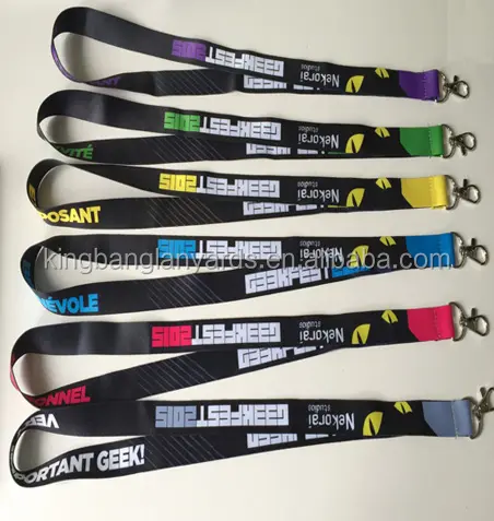 Transfer Panas OEM Gantungan Kunci Lanyard Poliester Kustom Pemegang Lencana Kartu Id Cetak