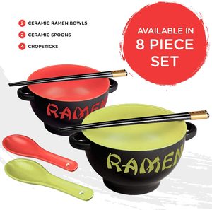 Kitchenware <strong>Red</strong> Ceramic Noodle Ramen <strong>Bowl</strong> with Spoon &amp; Chopsticks - Product Image 2