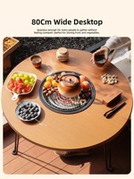 Table de thé ronde multifonctionnelle pour extérieur, double usage, avec chauffage au charbon et électrique, pour les fêtes de thé, les barbecues et les réunions en plein air.