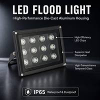 Projecteur LED 12W 6500K, éclairage grand angle, lumière de caméra de sécurité, IP65 étanche, 12V 220V, CCTV extérieur, auxiliaire 12W LED