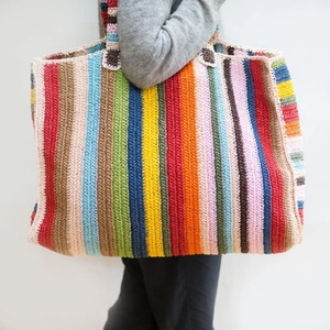 Bolso de Mano <span class=keywords><strong>Vintage</strong></span> para Mujer, Bolso de Hombro Elegante con Rayas Coloridas, Bolso de Papel Trenzado para el Día a Día - Product Image 5