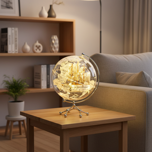 Wellfun 8 pouces 20CM Globe <span class=keywords><strong>du</strong></span> <span class=keywords><strong>monde</strong></span> avec voilier Transparent illuminé décoratif <span class=keywords><strong>carte</strong></span> <span class=keywords><strong>du</strong></span> <span class=keywords><strong>monde</strong></span> pour bureau décor Globes - Product Image 3