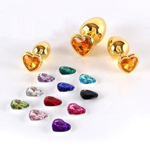 สินค้าใหม่จากจีน ชุดปลั๊กเสียบก้นสีดำสำหรับผู้ใหญ่ ปลั๊กเสียบก้นรูปหัวใจสวยงามทำจากแก้ว - Product Image 4