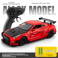 Voiture miniature RC Nissan GTR 1:24 avec effets sonores et lumineux, télécommandée, jouet décoratif