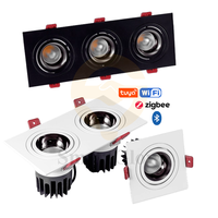 Spot encastré LED carré à double tête COB, éclairage de plafond, 7W 12W 24W 36W, spots orientables carrés, éclairage encastré