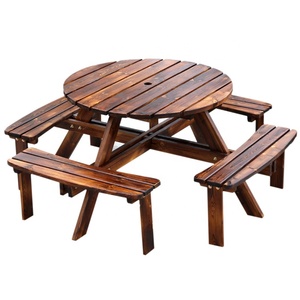 HE-1191, Manufactory Wood <strong>Picnic</strong> <strong>Table</strong> Outdoor <strong>Dining</strong> <strong>Tables</strong> and Benches Set Can Be Knock Down Can Be Customized Size and Colour - Product Image 4