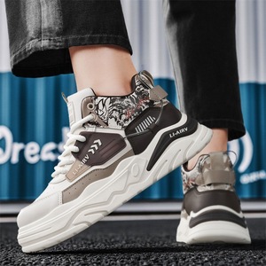 Bottes de travail montantes à lacets pour hommes, nouvelle collection hiver, style décontracté, sport, course, polyvalentes, résistantes à l'usure, à semelle épaisse, rehaussantes - Product Image 3