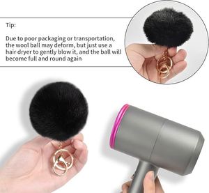 Faux <b>Rabbit</b> Fur Ball Pom Pom Keychain Soft Artificial <b>Rabbit</b> Fur Plush Fluffy Ball Key Ring with Shiny Crystal for Women - Product Image 5