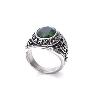 Haiteng Fabrik Großhandel Edelstahl Punk-Stil Retro Amerikanischer Soldaten-Armee-Ring 18K Goldplattierung für Hochzeiten
