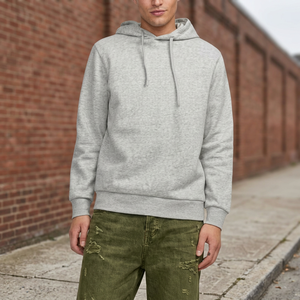 Sudadera con Capucha Gris para Hombre, Corte Regular, Algodón Jersey, Color Sólido Informal, Ropa de Invierno, Impresión Digital, Ecológica - Product Image 3