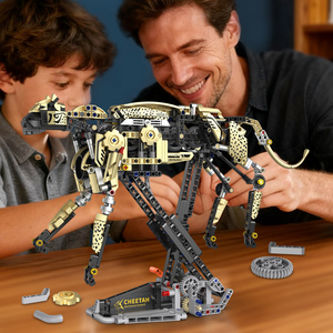 New 700+ Granule Hand Cranked Mechanical Cheetah Joint Movable Assembly Model Toy Children's Gift Building <strong>Block</strong> Set ABS Plastic - Product Image 4